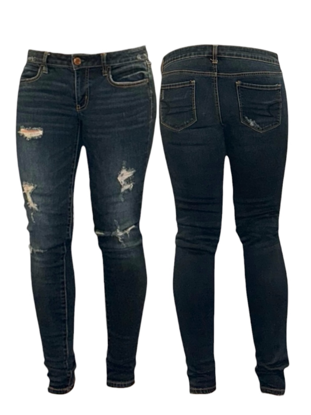 American Eagle Outfitters Black Distressed Skinny Jegging